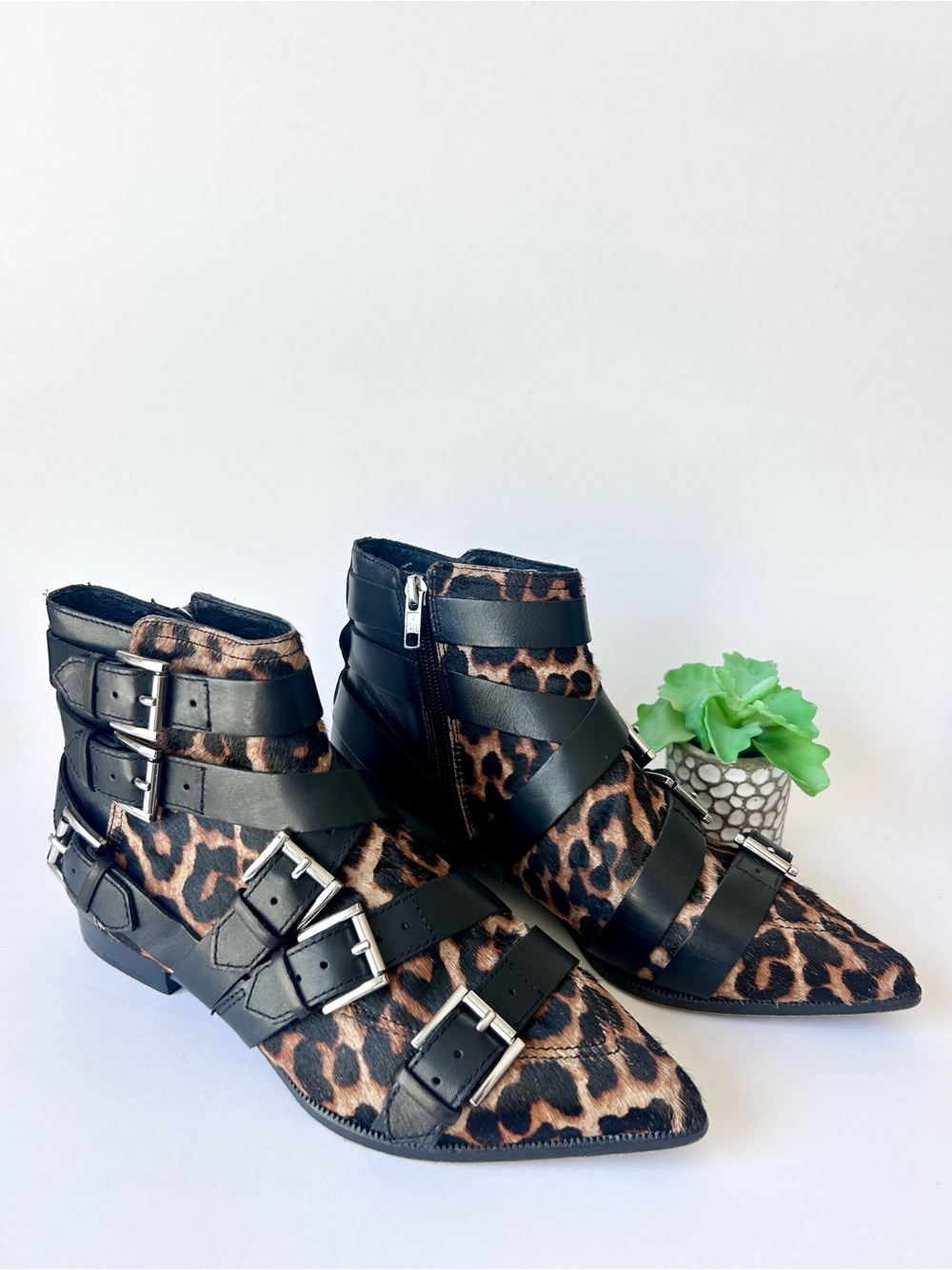 ASH Blast Buckle Boots in Leopard Black Leather Size 37 - Picture 3 of 9